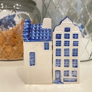 Adorable Mini Delft Blue House Salt & Pepper Shakers